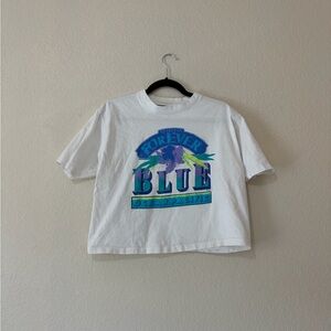 Vintage Cropped White Graphic T-Shirt